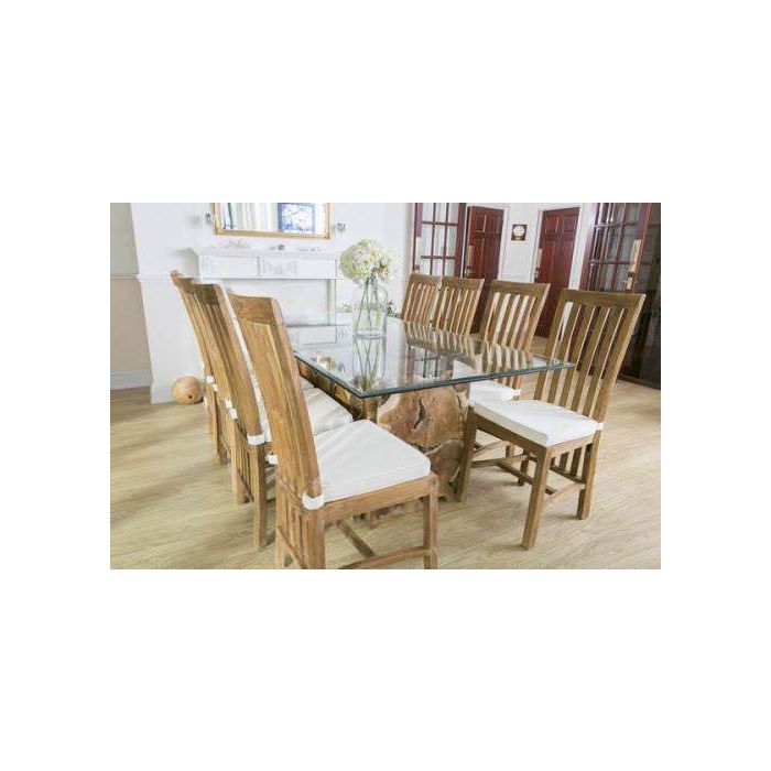 Bamboo dining table with glass top discount
